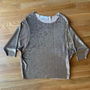 IRO Jeans Alya Scoop Neck Metallic Gold Sequin Top, Dolman Sleeve / M